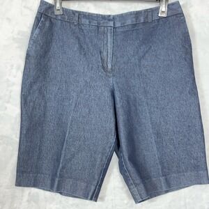 Josephine Chaus Bermuda Shorts Womens Pockets Stretch Size 12 Blue Indigo